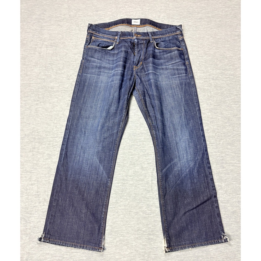 Hudson Clifton Bootcut Jeans Mens 36 Blue Wide Leg Denim M135DHK Distressed Hem